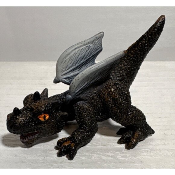 Black & Gray Winged Dragon Figurine 2003 CHH 32 Baby Dragon 2.5"L Fantasy Toy - Picture 3 of 7